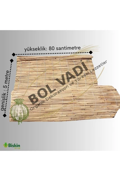 BİŞKİN 80cm X 5m Afyonkarahisardan Misina Ipli Doğal Bambu Kamış Çit,bahçe Çiti,hasır Çit, Gölgelik ürün görseli 1