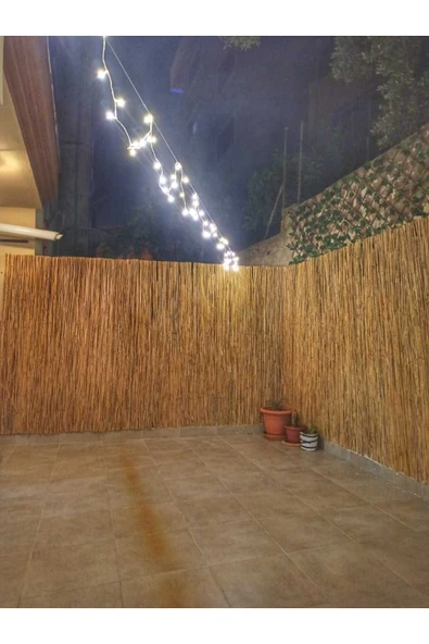BİŞKİN 75cm X 600cm Afyonkarahisardan Misina Ipli Doğal Bambu Kamış Çit,bahçe Çiti,hasır Çit, Gölgelik - Resim 5