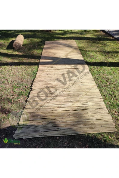 BİŞKİN 1Metre x 6Metre Eber Gölünden Bambu Kamış Hasır Çit, Gölgelik Bahçe ve Balkon Çiti Reed Fence - Resim 4