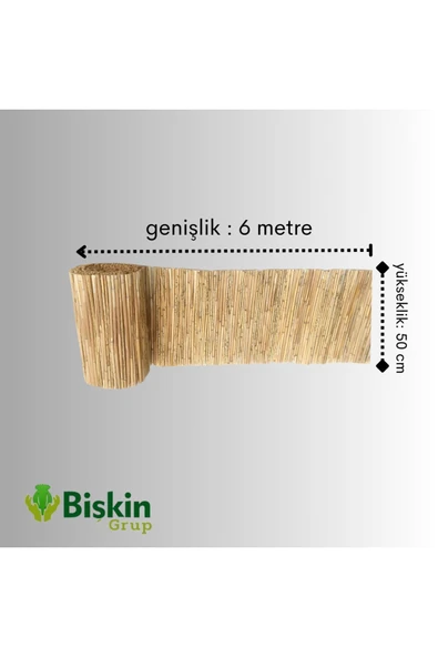 BİŞKİN 50CM x 6M Misina Ipli Doğal Bambu Kamış Çit,bahçe Çiti,balon Çiti,hasır Çit, Gölgelik ürün görseli 1