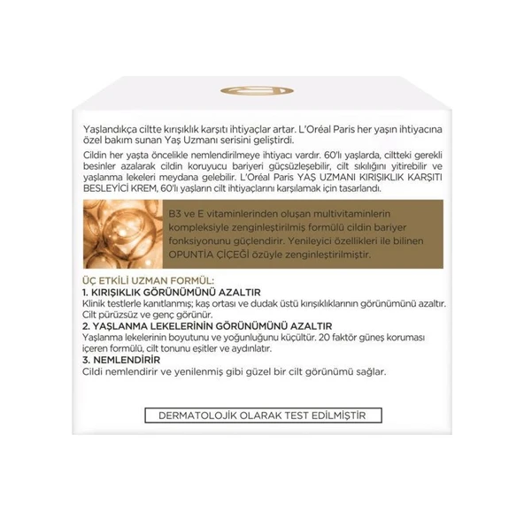 L'Oreal Paris Yaş Uzmanı 60+ Kırışıklık Karşıtı 50 ML - Resim 4