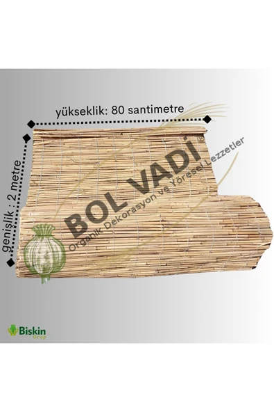 BİŞKİN 80cm X 2m Afyonkarahisardan Misina Ipli Doğal Bambu Kamış Çit,bahçe Çiti,hasır Çit, Gölgelik ürün görseli 1