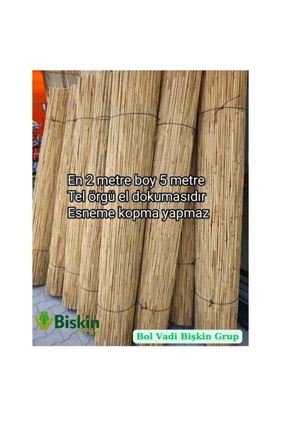 BİŞKİN 2m X 5m Bişkin Telli Doğal Bambu Kamış Çit,bahçe Çiti,balon Çiti,hasır Çit, Gölgelik ürün görseli 1