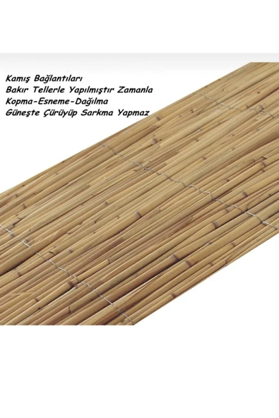 BİŞKİN Afyonkarahisardan Kamış Çit Bambu Çit Hasır Doğal 1,00 X 5,00 Metre (TELLİ) - Resim 3