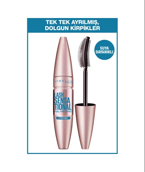 Maybelline New York Lash Sensational Waterproof Maskara Siyah ürün görseli
