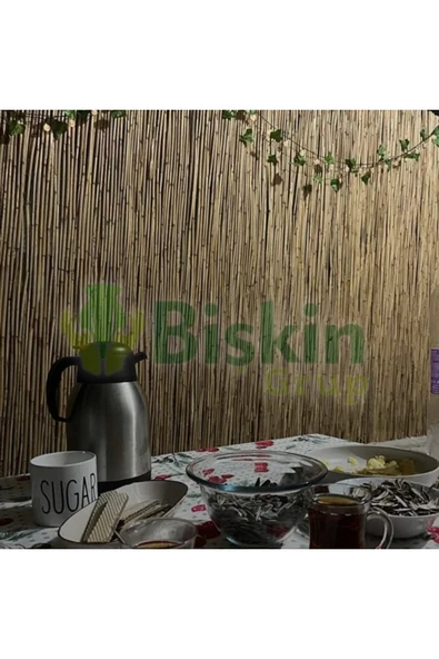 BİŞKİN 2.5 Metre X 5  Metre Bambu Kamış Hasır Çit , Bahçe Balkon Gölgelik vb. Dekorasyon Doğal - Resim 6