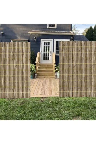 BİŞKİN Biskin Doğal Hasır Kamış Çit Misina Örgülü 2x5 Ölçülerinde - Resim 2