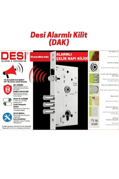 Desi Alarm Desi Hırsız Alarmlı Kilit Desi Dak Kapı Kilidi ürün görseli