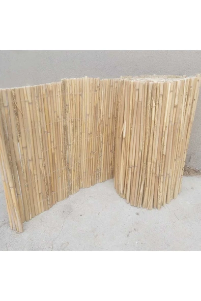 BİŞKİN 20cm x 5 Metre Bambu Kamış Hasır Çit, Misina İpli Doğal Dekorasyon, Balkon ve Bahçe Çiti ürün görseli 1