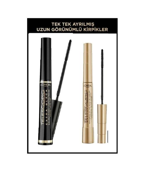 L'Oreal Paris Telescopic Carbon Black Maskara + Telescopic Gold Maskara Siyah ürün görseli