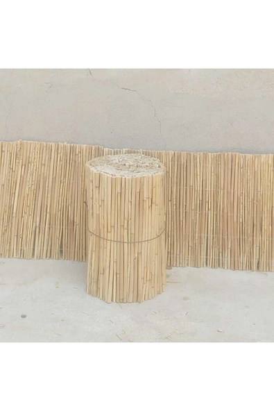 BİŞKİN 20cm x 2.5 Metre Bambu Kamış Hasır Çit, Misina İpli Doğal Dekorasyon, Balkon ve Bahçe Çiti ürün görseli 1
