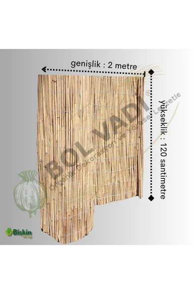 BİŞKİN 120cm X 200cm Afyonkarahisardan Misina Ipli Doğal Bambu Kamış Çit,bahçe Çiti,hasır Çit, Gölgelik ürün görseli 1