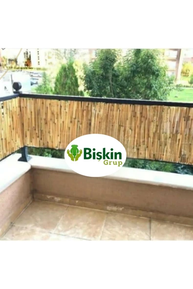 BİŞKİN 50CM x 5METRE Doğal Bambu Kamış Çit, Hasır, Bahçe ve Balkon Deokarasyonu , Misina İpli Natural ürün görseli 1