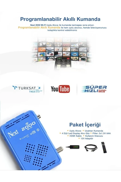 NEXT NEXTSTAR Next 2000 Wifi-S I.p.t.v. Özellikli Hd Uydu Alıcısı Dahili Wifi - Resim 2