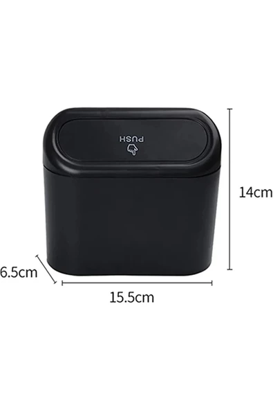 ASTRALED Araba Çöp Kutusu Araç içi Taşınabilir Kapaklı Organizer Çöp Kovası itme Kapaklı Kova - Resim 2