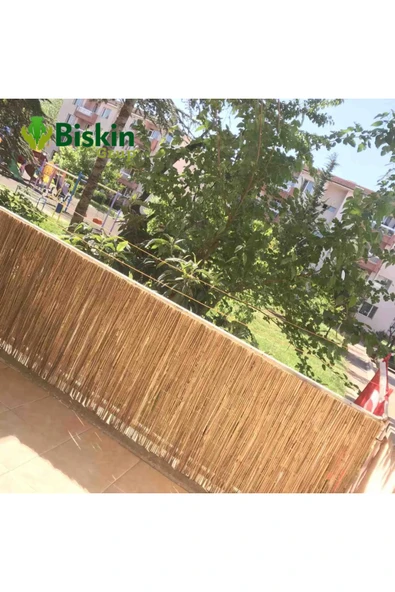 BİŞKİN 40cm X 4 Metre Misina İpli Bahçe Kamış Çiti , Natural ve Balkon Çiti - Resim 2