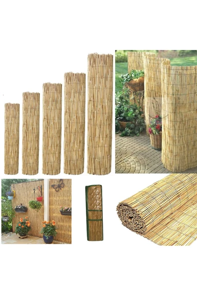 BİŞKİN 2m X 6m Reed Fence Misina Ipli Doğal Bambu Kamış Çit , Bahçe Çiti , Balon Çiti , Gölgelik Dekor ürün görseli 1