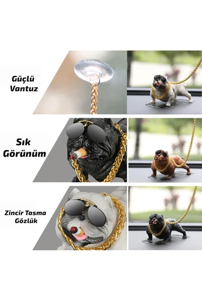 ASTRALED Araba Içi Torpido Üstü Simülasyon Pitbull Köpek Dekorasyon Kahverengi - Resim 5