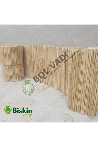 BİŞKİN 50CM x 6M Misina Ipli Doğal Bambu Kamış Çit,bahçe Çiti,balon Çiti,hasır Çit, Gölgelik - Resim 5