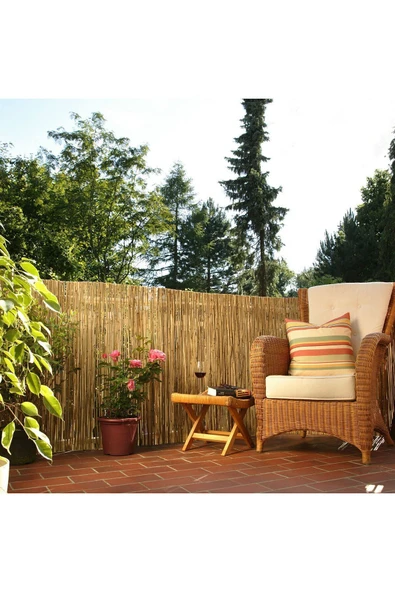 BİŞKİN 2m X 4m Reed Fence Misina Ipli Doğal Bambu Kamış Çit , Bahçe Çiti , Balon Çiti ,hasır Çit ,gölgelik - Resim 5