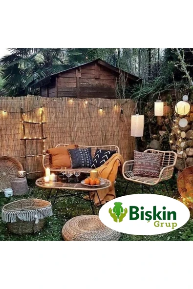 BİŞKİN 60cm x 2.5m Doğal Bambu Kamış Hasır Çit | Bahçe ve Balkon Dekorasyonu, Misina İpli Gölgelik ürün görseli 1