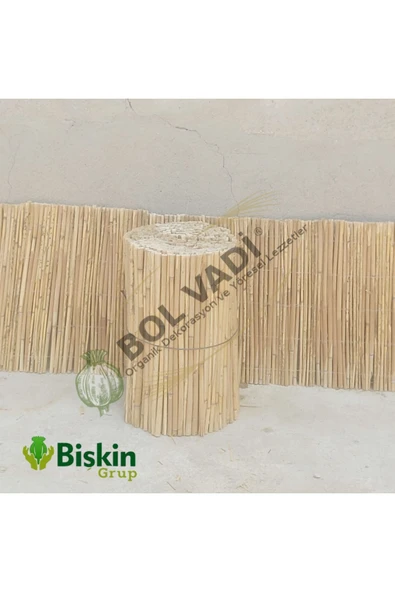 BİŞKİN 50CM x 6M Misina Ipli Doğal Bambu Kamış Çit,bahçe Çiti,balon Çiti,hasır Çit, Gölgelik - Resim 2
