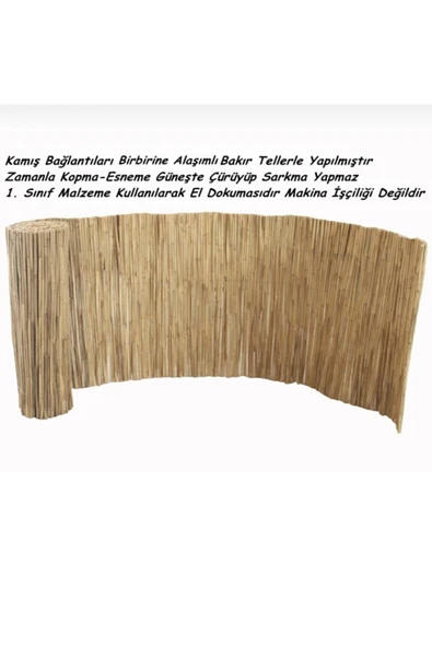 BİŞKİN 3m x 5m Ayonkaraisardan  TELLİ Doğal Bambu Kamış Çit,bahçe Çiti,balon Çiti,hasır Çit, Gölgelik - Resim 3