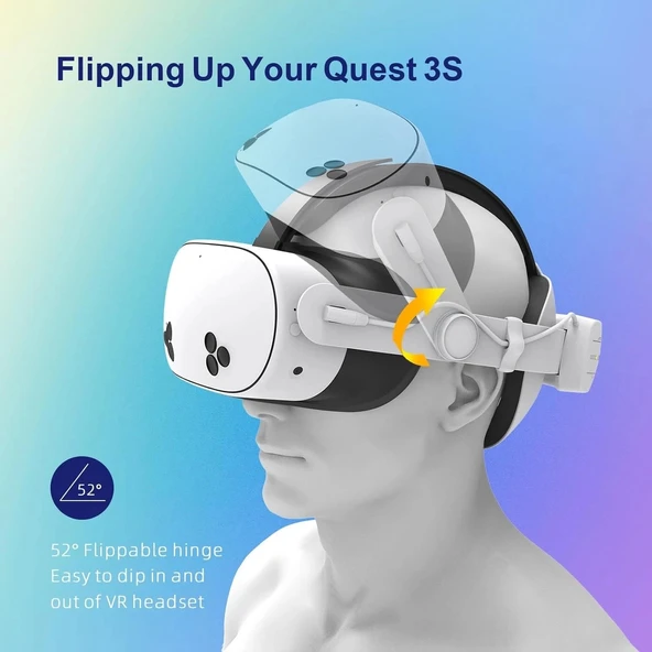 QWOS Kafa Bandı RGB Comfort Pil 12000mAh Quest 3S İçin (Sadece Aksesuar) - Resim 4