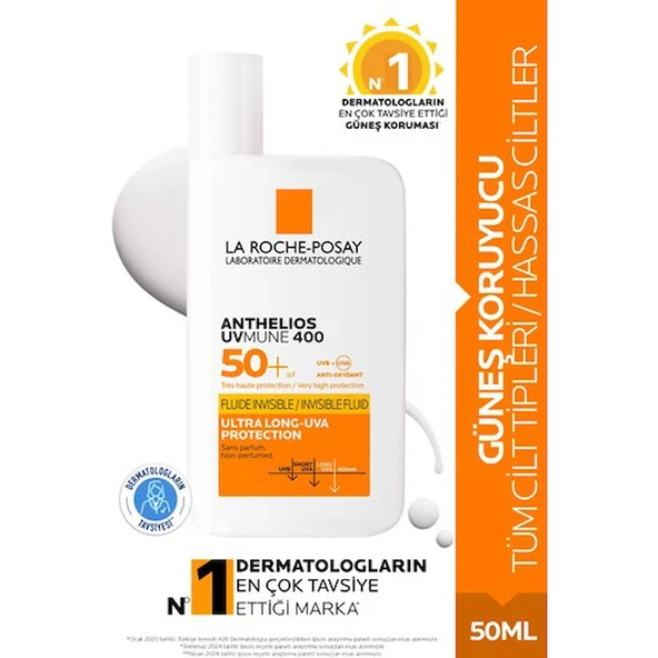 Enderun La Roche-Posay Anthelios Uvmune 400 Invisible Fluid SPF50 Karma ve Yağlı Cilt Yüz Güneş Koruyucu 50ML Güneş Kremi Gunes Kremi ürün görseli