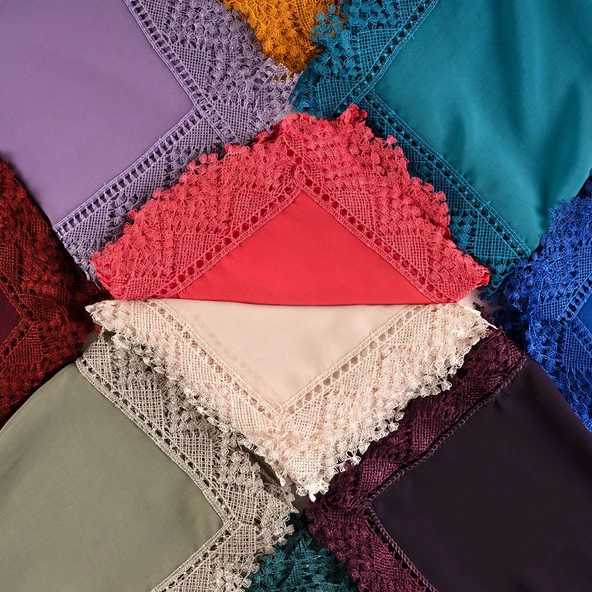 İğne Oyalı Şal (Namaz Örtüsü, 144x68 cm. Lacivert) - Resim 3