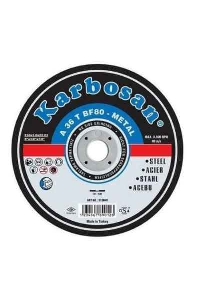 KARBOSAN 6 Adet  230 Metal Kesme Taşı ( A36 T Bf80 Ø 230x3,0 X22.23) ürün görseli