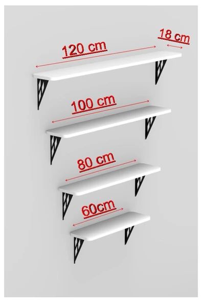Retodesign Montajsız Beyaz Petek Üstü Metal Raf, Kalorifer Peteği Raf Dresuar Uçan Raf 80 Cm 10080 - Resim 7