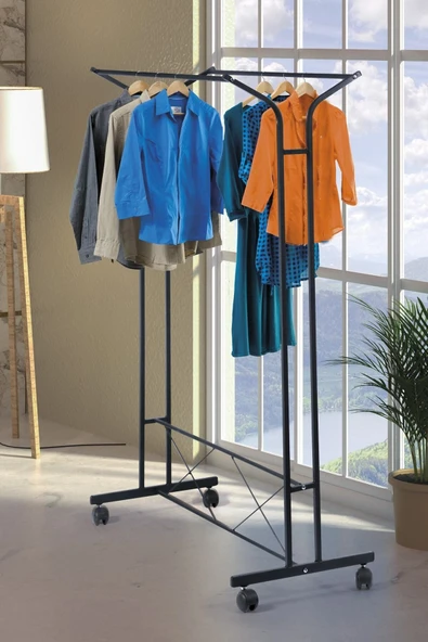 Retodesign Retohome V Konfeksiyon Ayaklı Tekerlekli Askı Siyah ürün görseli