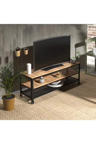 Retodesign Retohome Endüstriyel Tekerlekli Televizyon Sehpası Çok Amaçlı Sehpa 1043 ürün görseli