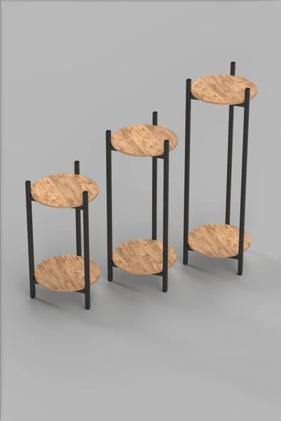 Retodesign 3 Lü Metal Yuvarlak Siyah Çiçeklik Seti . Saksılık . 1491 - Resim 5