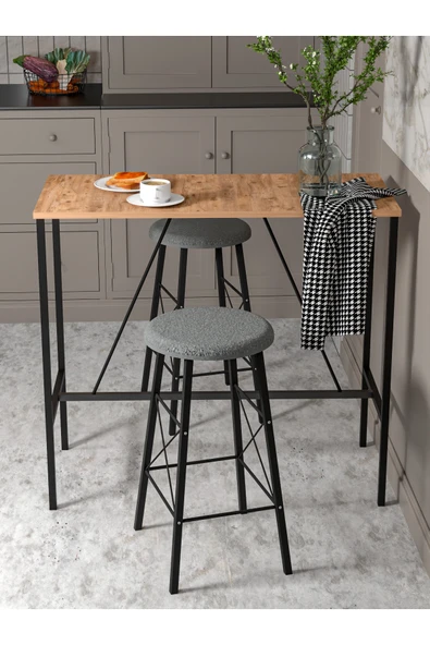 Retodesign RETODESİGN YUVARLAK TABURELİ BAR TAKIMI 3651A - Resim 2