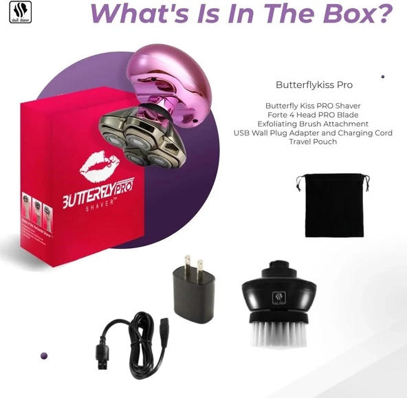 Skull Shaver Butterfly Kiss Pro (Pembe): Bikini, Bacak ve Vücut Tıraşı İçin - Resim 3