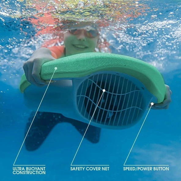 Asiwo Yüzme Eğitim Kickboard, Elektrikli, 3 Hızlı, Yüzme Havuz Tahtası - Yeşil - Resim 3
