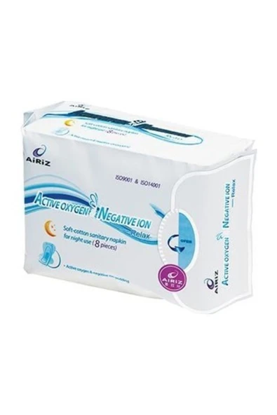 Airiz Hijyenik Kadın Pedi Gece Pedi 8'li -gece Organik Şeritli Ped ürün görseli 1