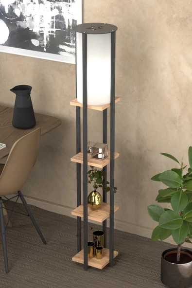 Retodesign YILDIZLI RAFLI KİTAPLIKLI ATLANTİK ÇAM LAMBADER 4001A - Resim 4