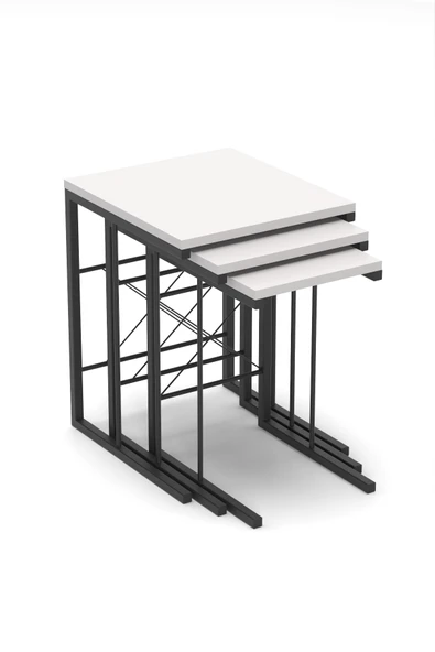 Retodesign 3 Lü Zigon Sehpa Beyaz 3002 ürün görseli