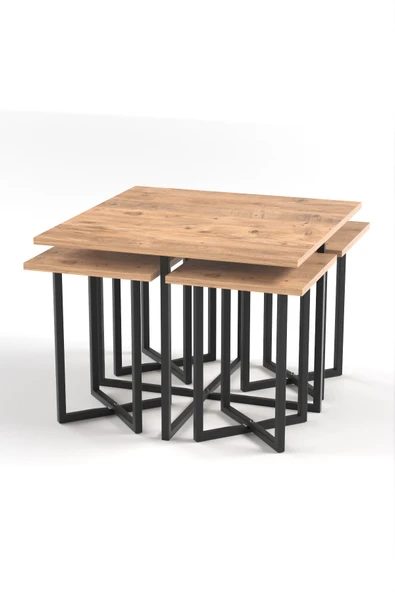 Retodesign Açelya Kare Orta Sehpa Ve 4 Zigon Sehpalı Takım 5005 - Resim 6