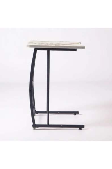 Retodesign Siyah Mermer Desenli Laptop Sehpası 1088 - Resim 3