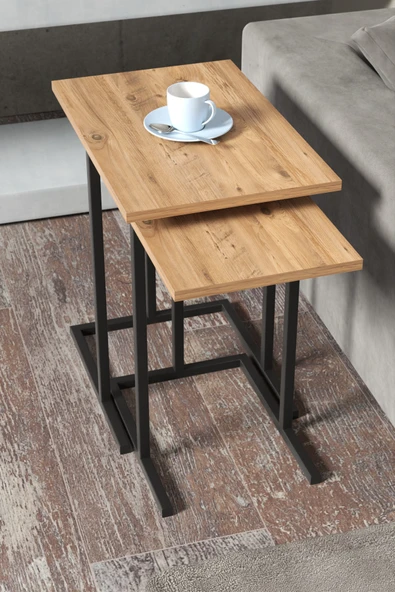 Retodesign 2li Çam Zigon Sehpa. Yan Sehpa 3100a - Resim 2