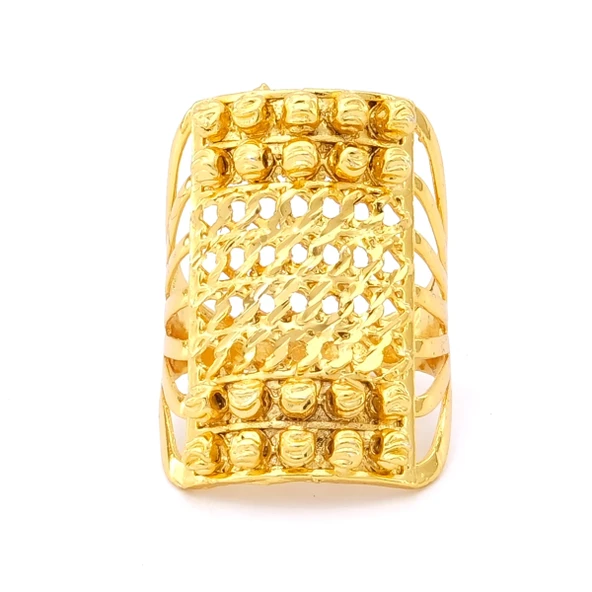 Çelik Yüzük Kadın Altın Kaplama Desenli Kaburga Model YZK-493 ürün görseli 1