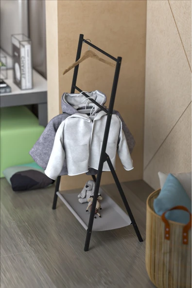 Retodesign RETODESİGN A KATLANIR SİYAH  HAVLU ASKISI, HAVLU  RAFI 1840 - Resim 2