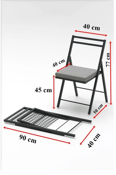 Retodesign 1 Adet Katlanır Metal Sandalye Minderli Bistro Sandalye 2024s - Resim 6