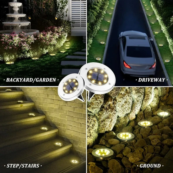 Solpex Güneş Enerjili Açık Hava Su Geçirmez Işıklar, Beyaz, 12 Adet - Resim 2