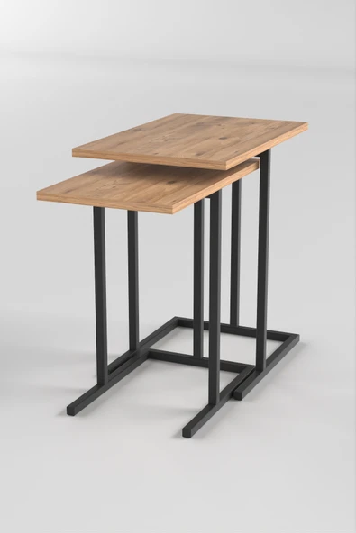 Retodesign 2li Çam Zigon Sehpa. Yan Sehpa 3100a - Resim 5