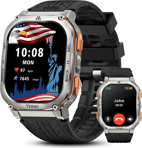 AMAZTIM Akıllı Saat, 60 Gün Pil Ömrü, Paslanmaz Çelik Gövde - Gümüş ürün görseli 1